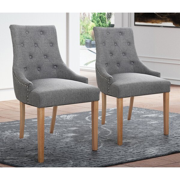 Gracie Oaks Set Of 2 Button-tufted Dining Chairs Grey & Reviews